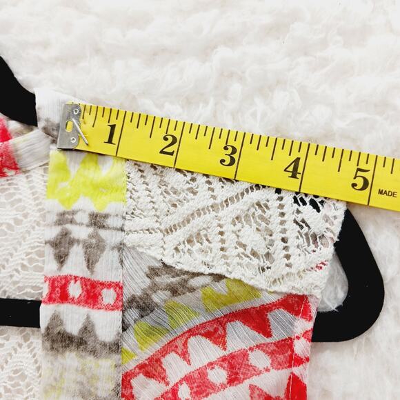 Kimono Vest Chico Beige Red Yellow Lace Sheer Whimsycore Boho Fairycore Size L - Picture 7 of 12